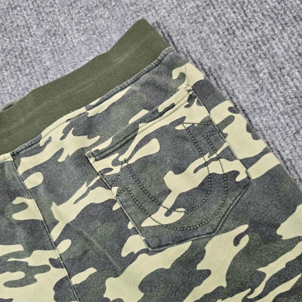True Religion Jogger Pants Mens 2XL‎ Green Camo Fleece Drawstring Waist Pockets - Picture 7 of 14